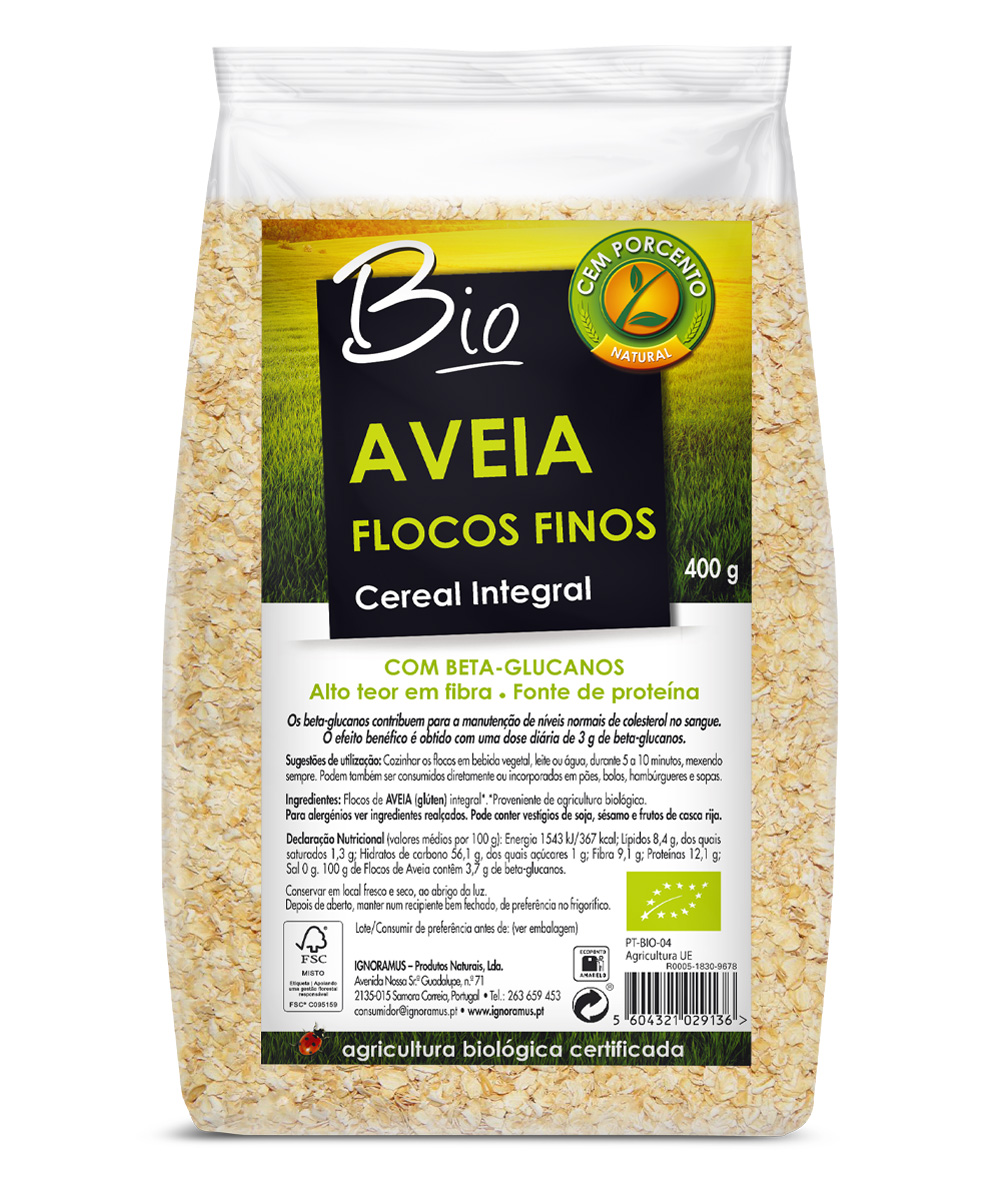 flocos de aveia finos integrais bio 400g