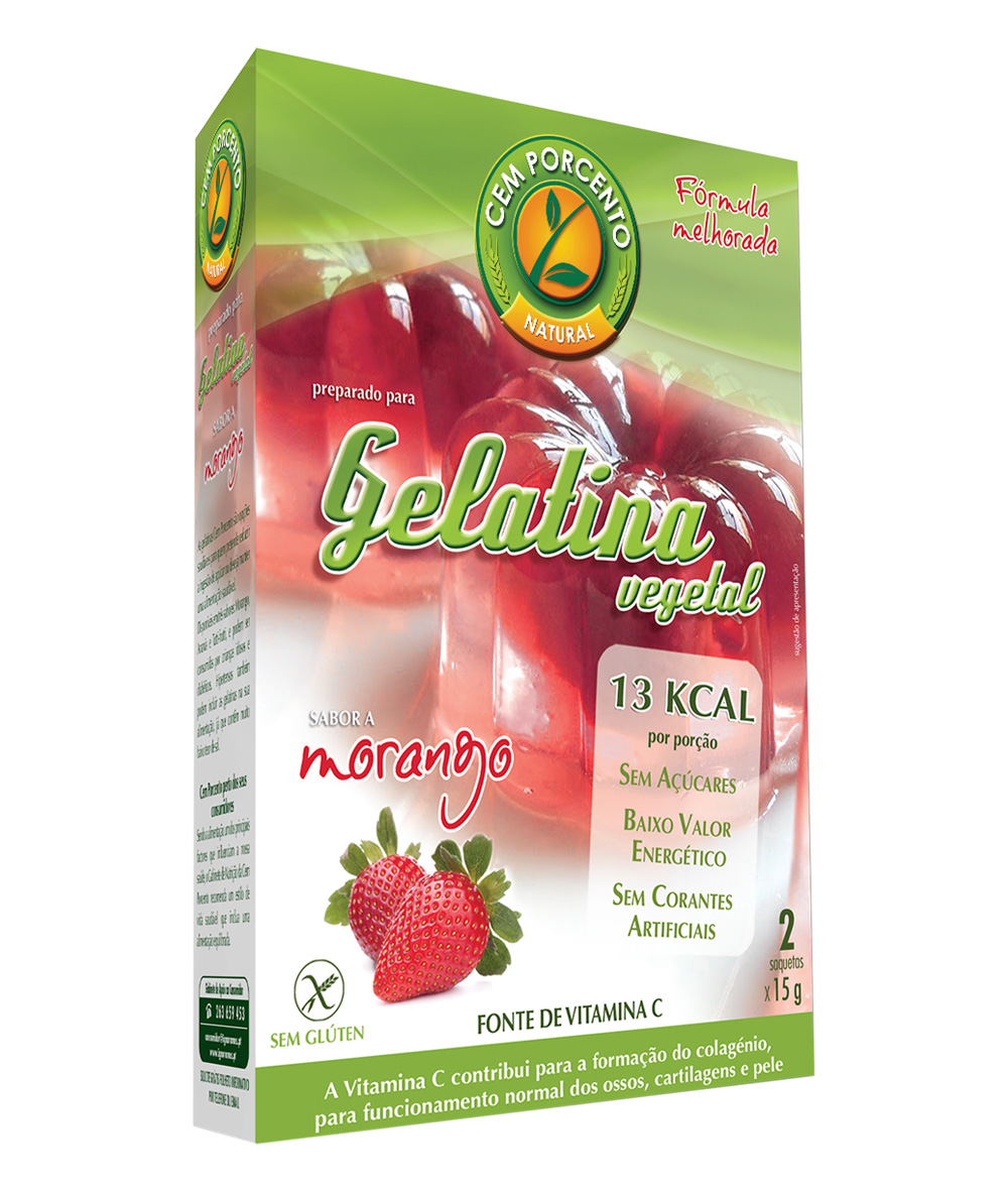 gelatina vegetal de morango (2 x 15g)