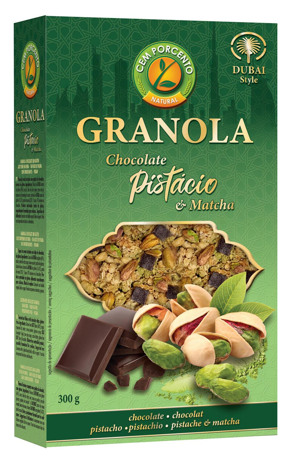 granola chocolate, pistácio e matcha (dubai style) 300g