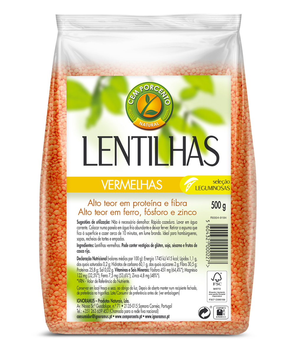 lentilhas vermelhas 500g