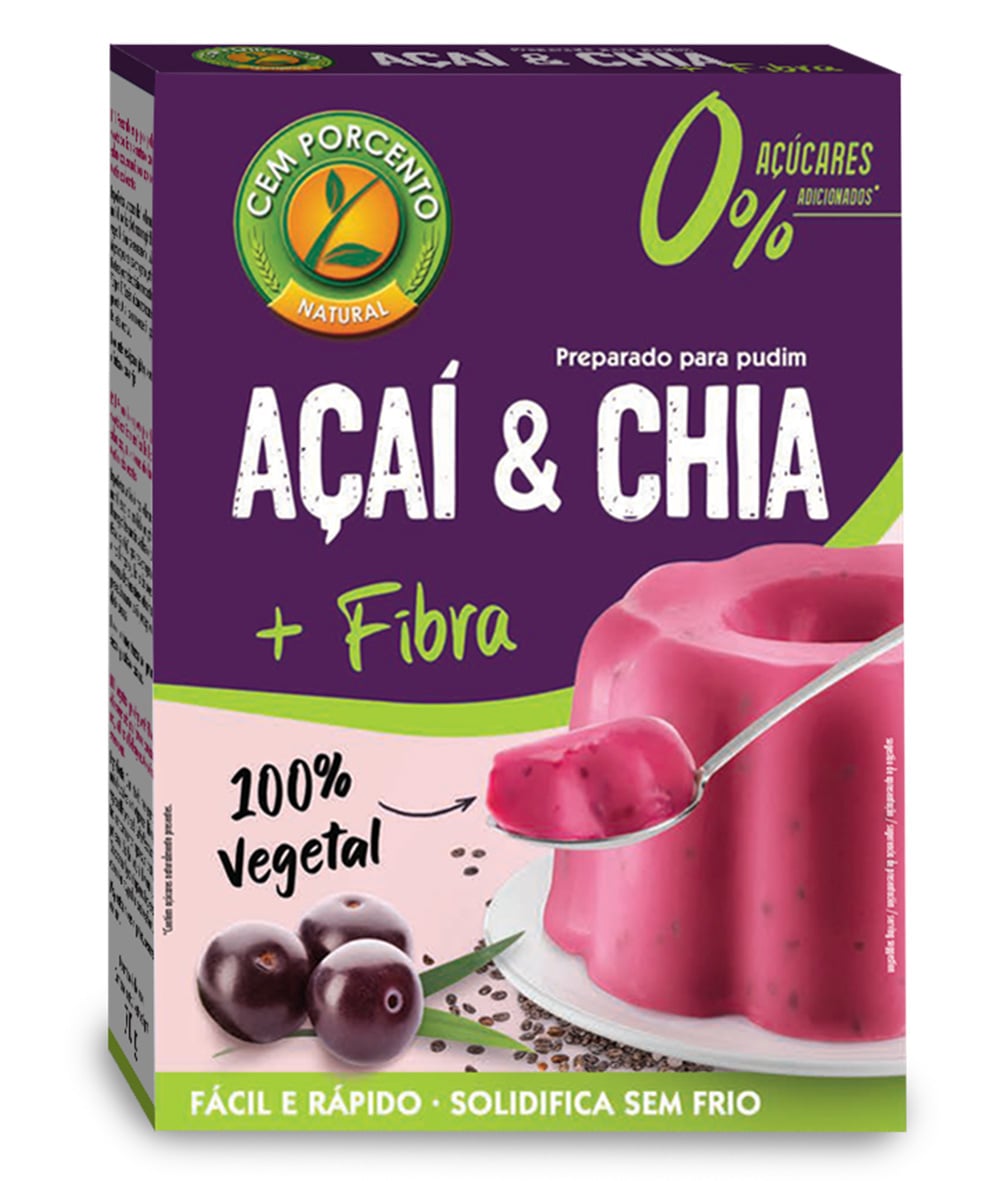 pudim açaí & chia + fibra sem açúcar express 70g
