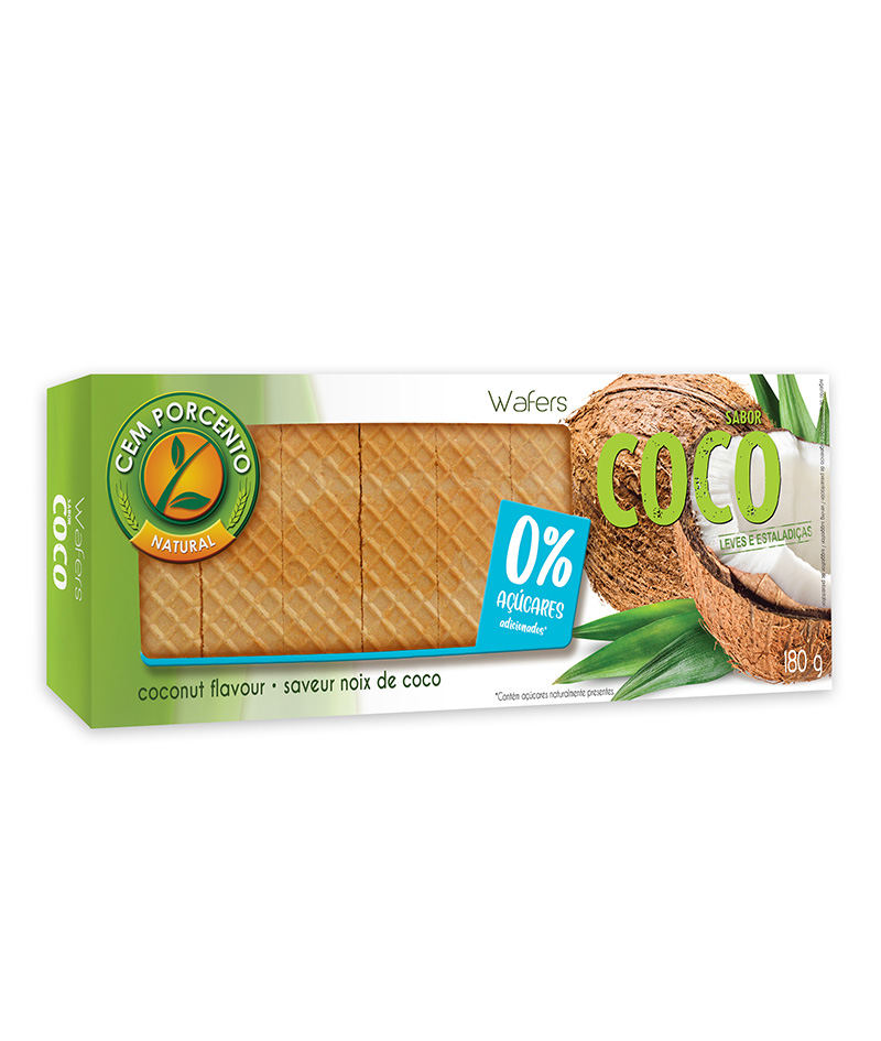 wafers de coco sem açúcar 180g